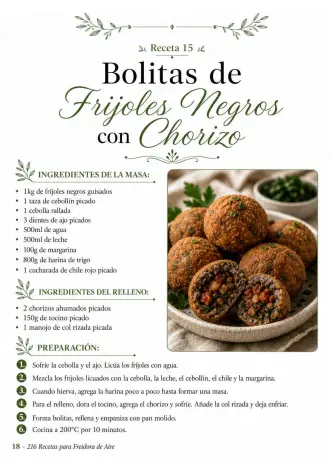 Bolitas de Frijoles Negros con Chorizo